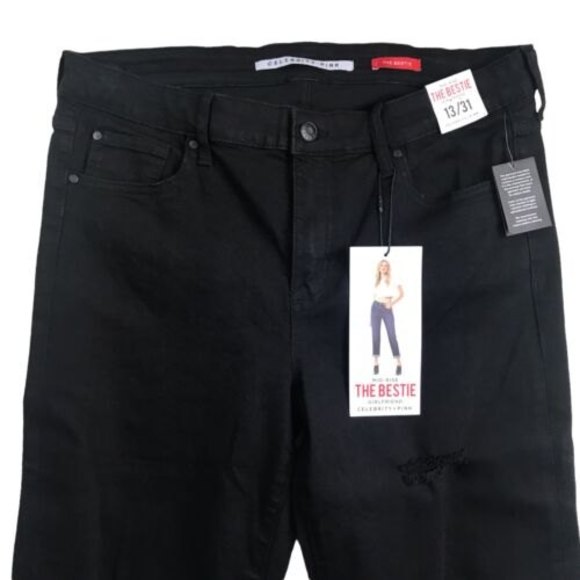Celebrity Pink Jean Size 13 34x29 The Bestie Girlfriend Black Cropped Jeans NWT - Picture 4 of 12